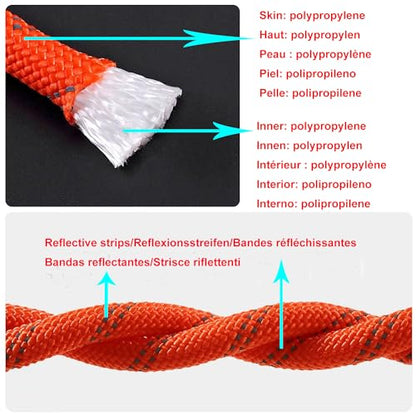 Marine Rope with Hook, 1/2 in x 32 ft, Floating Dock Line for Anchor, Throw, Tow, Mooring, Boating, Reflective Red - size: 1/2" x 32'