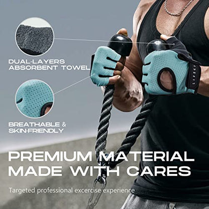 LIFECT Essential Breathable Workout Gloves, Weight Lifting Fingerless Gym Exercise Gloves with Curved Open Back, for Powerlifting, Women and Men