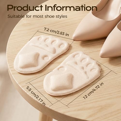 3 Pairs Metatarsal Pads for Women Men, 2026 Upgraded Breathable Shoe Inserts, Ball of Foot Cushions, Comfort Non-Slip Foot Pads (Beige)