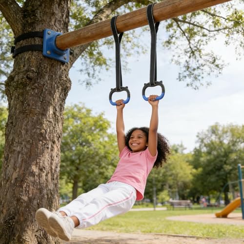 Gymnastics Rings for Kids,440 lbs Adjustable Workout Equipment | Pull up Rings,for Kids Obstacle Course Playground Backyard Home Indoor Outdoor Calisthenics Training Exercise