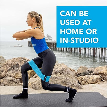 Natural Pilates Resistance Booty Bands 3 Levels of Strength. Fabric Exercise Bands for Legs and Glutes. Non-Slip, No Pinch, Travel-Friendly. Includes Workout Guide