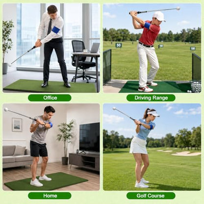 Retractable Golf Swing Trainer, Golf Training Aid with Arm Band for Strength & Tempo Training, Golf Grip Trainer for Right-Handed Chipping Hitting, Indoor & Outdoor Practice