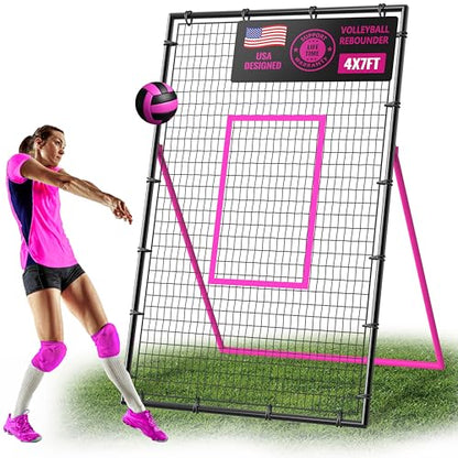 Volleyball Rebounder Net 7x4 ft - Adjustable Volleyball Training Equipment with Angle Customization - Rebounder Bounce Back Net, Portable & Durable Including Travel Bag