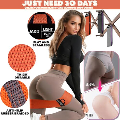 Non-Slip Hip Resistance Bands for Working Out - Fabric Elastic Exercise Bands Strength Training, Physical Therapy, Pilates & Yoga - Booty Workout Bands for Women/Men Legs & Thigh Glutes