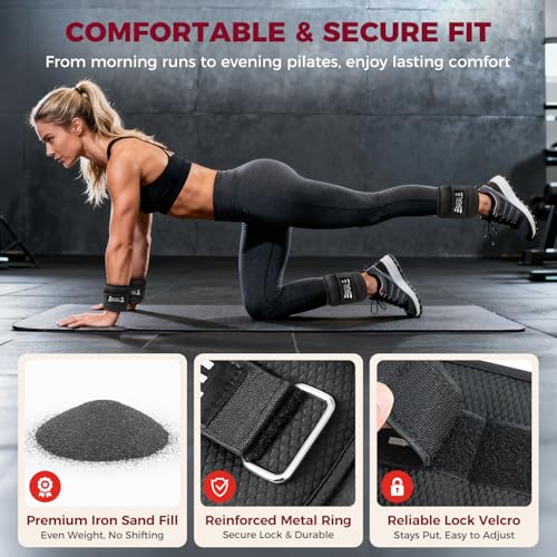 BAGAIL Ankle Wrist Weights for Women & Men, One Pair of 1/2/4/6/8/10 LBS Wearable Leg Arm Weights with Sleek Design & Secure Fit for Walking, Running, Pilates, Home Fitness & Physical Therapy