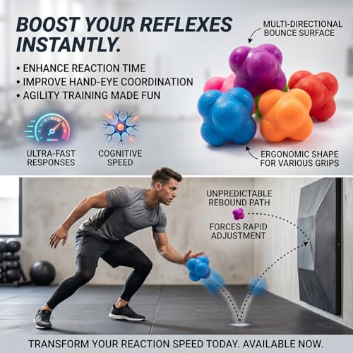6-Piece Reaction Training Balls Set, Reflex Ball for Hand-Eye Coordination Training, Speed Reflex Train Balls