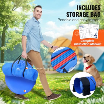VEVOR Dog Agility Training Equipment, 13pcs Dog Agility Course Backyard Set, 2 Tunnels with Sandbags,Adjustable Hurdles,Weave Poles,Jump Ring,Pause Box, Puppy Obstacle Course Kit with Storage Bag - size: 13 Pcs Set