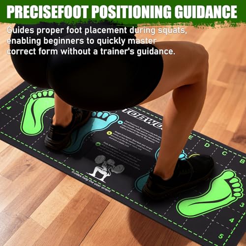 31.5'' X 13.8'' Non-Slip Squat Mat with Foot Position, Pro-Grade Exercise Mat Great for Squats, Leg and Lunges, Improving Muscle Activation, Versatility and Safety, Ideal for Home Fitness Enthusiasts