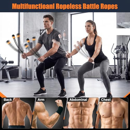 Cordless Battle Ropes with Adjustable Weighted Ropeless Battle Rope for Home Gym Exercise, Portable Workout Equipment for Strength Training & Cardio Fitness for Women & Men