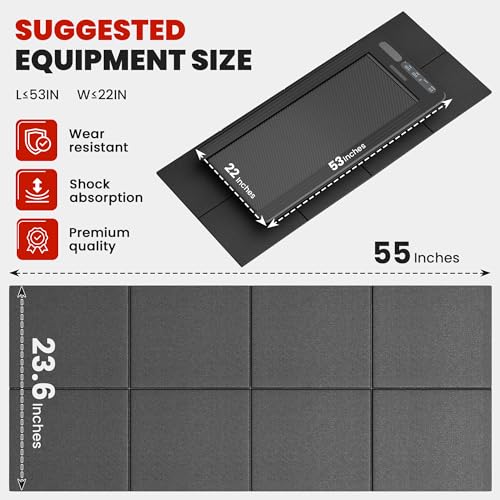 Walking Pad Mat Treadmill Mat for Carpet Floors,55x24 Hardwood Floor Protection, Mats for Under Walking pad/Treadmill/Bike/Exercise Equipment on Carpets, Noise Shock Absorption, Stationary - size: 55"L x 23.6"W x 0.24"Th