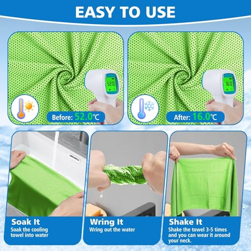 24 Pack Cooling Towels Bulk for Neck and Face 40"x12" Ice Cooling Sweat Rags Microfiber Soft Breathable Soft Chilly Towel for Yoga Golf Sport Running - color: Bright Green