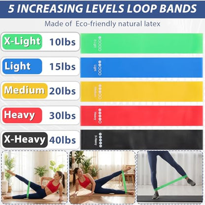 11 Pack Resistance Bands with Handles 5 Tube Exercise Band Handle 5 Bands Workout Door Anchor Straps for Muscle Recovery Home Gym Strength Training for Men Women