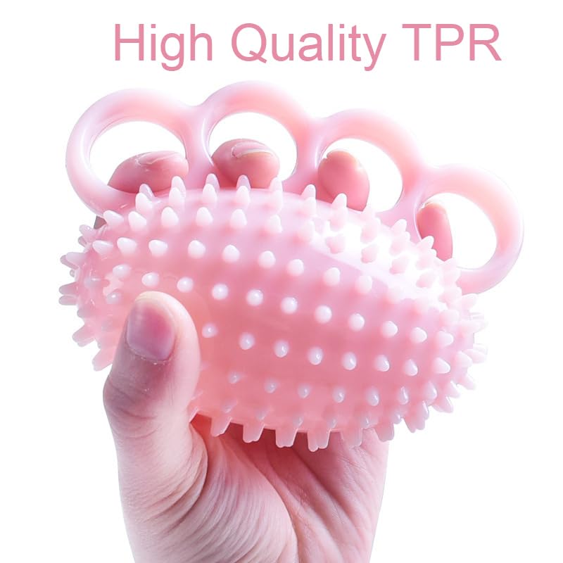 Hand Exerciser Ball and Finger Stretcher, Hand Grip Strengthener Trainer, Squeeze Balls, Wrist Pain Relief (Pink) - color: Pink
