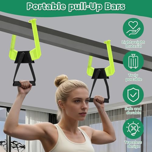 Portable Pull Up Bar for Doorway, 285LBS Heavy Duty Adjustable Chin Up Bar, No Drill Home Gym Equipment for Home Workout, Strength Training