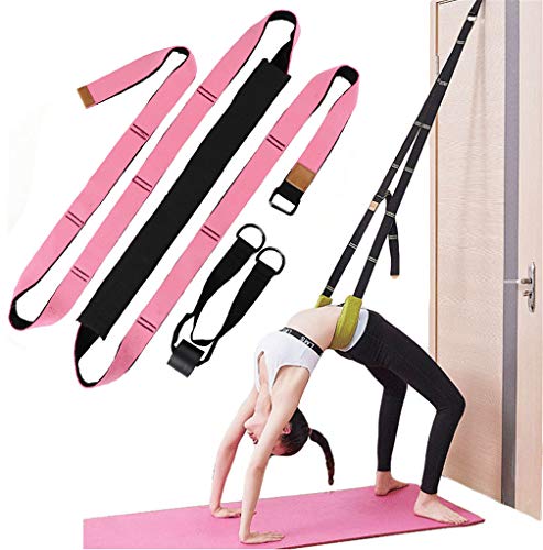 Yoga Fitness Stretching Strap, Door Flexibility Stretching Strap, Improve Leg Waist Back Flexibility Back Bend Assist Trainer, for Rehab Pilates Ballet Dance Cheerleading Splits Gymnastics - color: pink