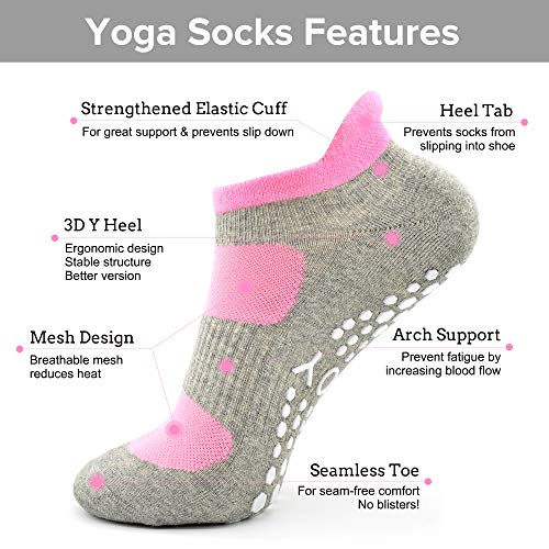 Busy Socks 2 Pack Women Ankle Non Slip Yoga Pilates Grip Socks with Cushion - color: 2 Pairs Gray