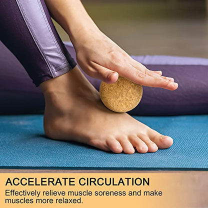 Natural Cork Peanut Massage Ball Roller Trigger Point Myofascial Release Double Lacrosse Massage Set