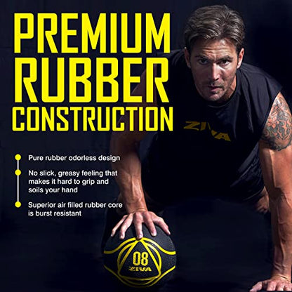 ZIVA Medicine Ball – Durable Rubber Weighted Ball with Easy-Grip Textured Shell for Core, Balance and Strength Training – Commercial Quality (Black, 4–20 lb) - style: 10lb Black