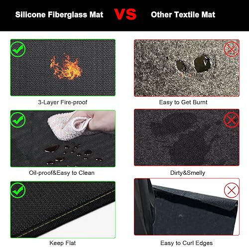 40x60 Inch Under Grill Mat for Outdoor Grill Deck Patio Protector Extra Large Silicone Fireproof Waterproof Oil-Proof Fire Pit Matt BBQ Barbecue Pad - style: 40''x60''