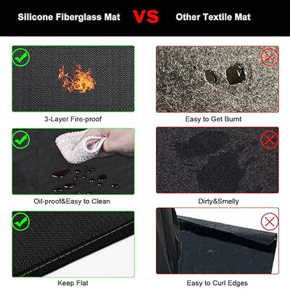 40x60 Inch Under Grill Mat for Outdoor Grill Deck Patio Protector Extra Large Silicone Fireproof Waterproof Oil-Proof Fire Pit Matt BBQ Barbecue Pad - style: 40''x60''