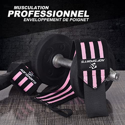AQF Wrist Wraps for Weightlifting - USPA & IPL Approved 18" Gym Wrist Support with Thumb Loop - Heavy Duty Lifting Wrist Straps for Fitness, Workout, Powerlifting, & Bodybuilding (Pair)