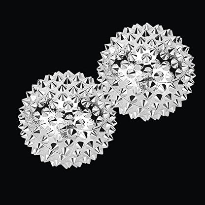 Ymiko Massage Balls,1 Pair Magnetic Massage Ball Hand Massage Acupressure Ball Silver