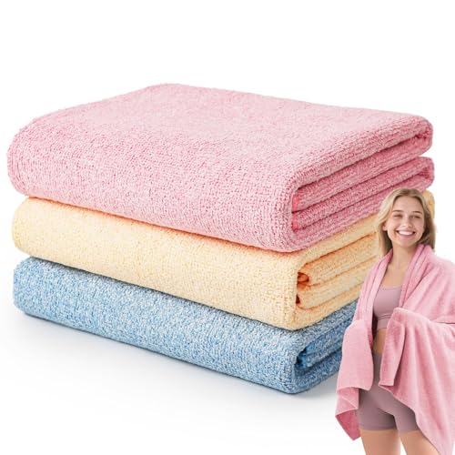 Microfiber Gym Towels for Showering Working Out Quick Dry Negative ions Large Middle Small Sizes Lightweight Gym Towel for Men Women Tennis Sports Towels for Body Hot Yoga Fitness Essentials - color: Pink/Yellow/Blue, size: 27 inch X 55 inch