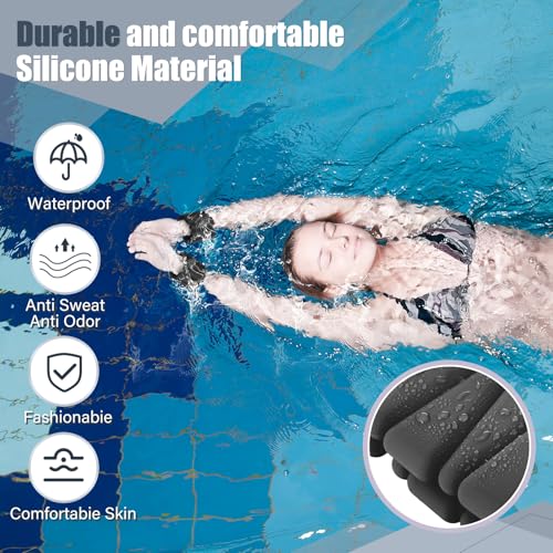 Vinsot Wrist Ankle Weights Set of 2, 4 Lbs, Adjustable Silicone Workout Weights for Women and Men, Wearable Leg Arm Weighted Bracelet for Home Workout Gym Yoga Pilates Swimming Cardio(Black)