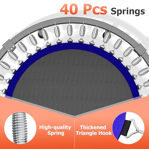 HYD-Parts 40" 48" Mini Trampoline for Adults and Kids Exercise Rebounder with Adjustable Bar Fitness Trampoline Indoor Max Load 330 440lbs - color: Blue-48in