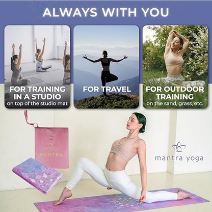 Mantra Yoga Travel PRO 1.5mm with Knee Pad - Foldable Fitness & Exercise Mat with Bag | Lightweight, Compact & Eco-Friendly | Non-Slip & Washable | For All Types of Yoga | 72" L x 24" W | 2.6 lbs