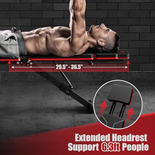 GIKPAL Adjustable Weight Bench - Workout Bench Press for Home Gym - color: Black - Glossy