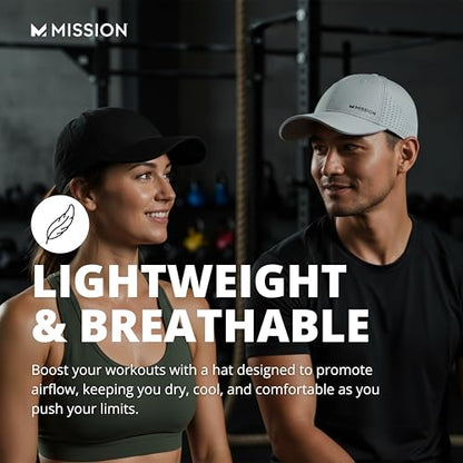 MISSION Cooling Vented Performance Hat Unisex Cap for Workouts, Golf & Running, Sweat & Water Activated Technology - color: Black
