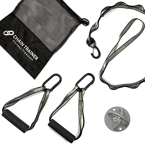 Portable Home Gym Multi-functional Basic Fitness Freedom Workout Equipment Comes in Basic, Intermediate, Advanced or Deluxe Sizes and Comes in Black or Silver - color: Silver, size: Intermediate Trainer