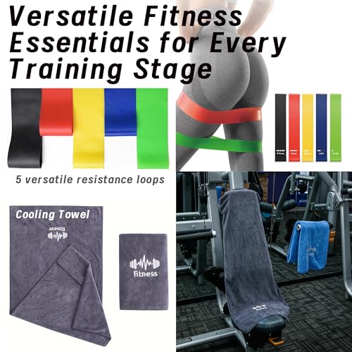 Pull Up Assistance Bands, Heavy Duty Resistance Bands for Pull Up Bar, 75-300lbs Adjustable Assist Bands with 5 Loop Bands & Cooling Towel, Home Gym Fitness for Men Women