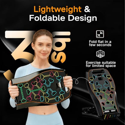 LALAHIGH Push Up Board,36 in 1 Home Gym Equipment with Ab Roller Wheel & Resistance Bands, Portable Foldable Workout Board for Full Body Strength Training Men Women,Gift for Boyfriend
