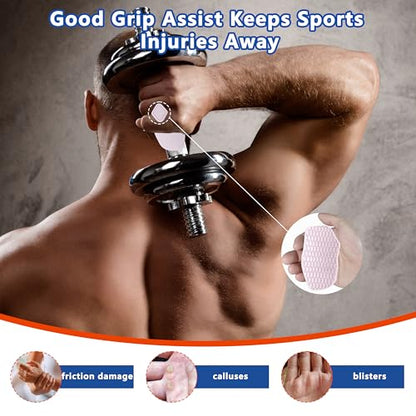 Large Anti-Slip Gym Workout Grips for WeightLifting,Silicone Hand Protector - color: Pale Pink