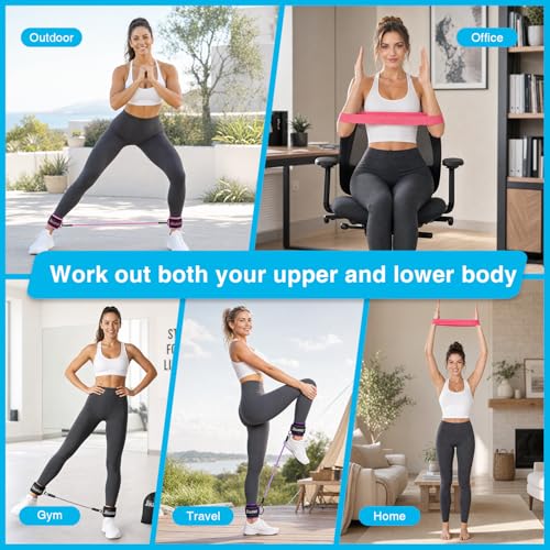 Ankle Resistance Bands with Cuffs &Booty Bands Set,Ankle Straps for Cable Machines for Leg,Booty,Glute,Hip,Butt,Workout Home Gym Equipment,Exercise Bands for Fitness,Yoga,Physical Therapy