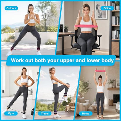 Ankle Resistance Bands with Cuffs &Booty Bands Set,Ankle Straps for Cable Machines for Leg,Booty,Glute,Hip,Butt,Workout Home Gym Equipment,Exercise Bands for Fitness,Yoga,Physical Therapy