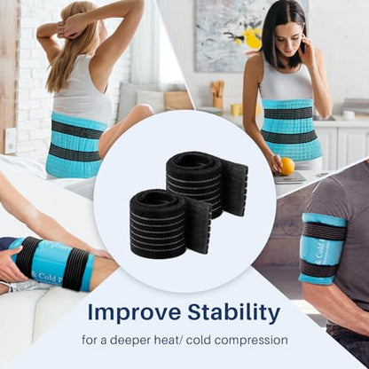 Comfytemp Ice Pack Strap, Stretchable, Reusable, 27.6 x 2 in, 1pc, Ice Belt Extender Strap, Elastic Hook and Loop Extension Strap Adds Length to Most Ice Packs, Multiple Uses