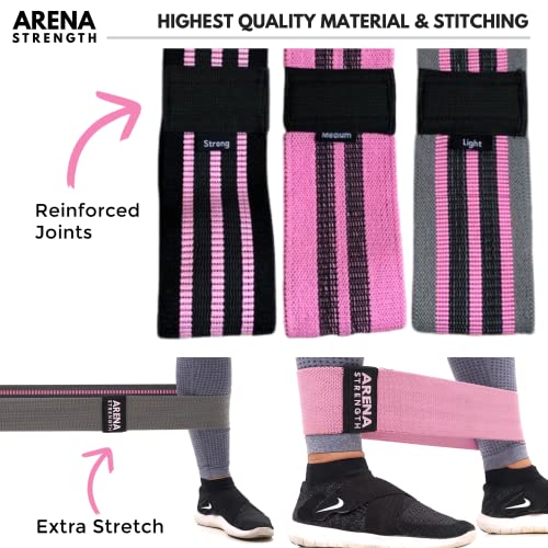 Fabric Booty Bands - Fabric Exercise Bands for Legs and Butt | Fabric Resistance Bands | Hip Resistance Bands with Workout Guide and Carry Case