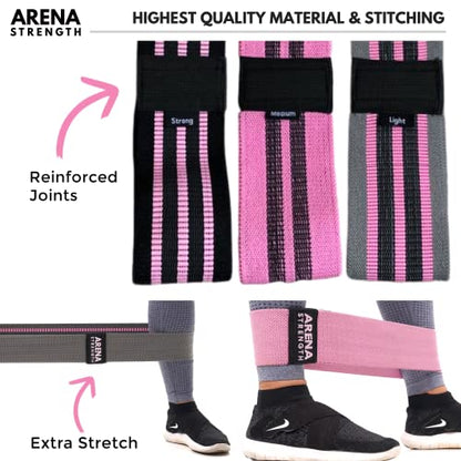 Fabric Booty Bands - Fabric Exercise Bands for Legs and Butt | Fabric Resistance Bands | Hip Resistance Bands with Workout Guide and Carry Case