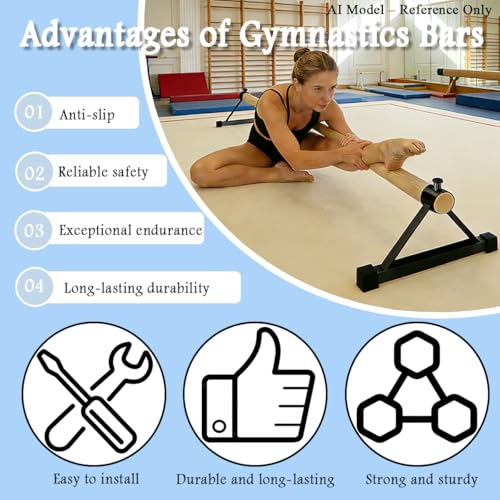 Gymnastics Pirouette Bars,Floor Bar Gymnastics for Handstands Trainings,Secure Non Slip Wooden Gymnastics Bar for Gymnast Training,Gymnastics Pirouette Bar for Youth Gymnastics Training