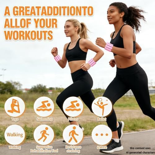 Wrist & Ankle Weights for Women Men, 1lb/2lb/4lb Set of 2 - Adjustable Wearable Weighted Bands, Waterproof Silicone Arm & Leg Weights for Pilates, Yoga, Walking, Dance, Home Workout & Gym