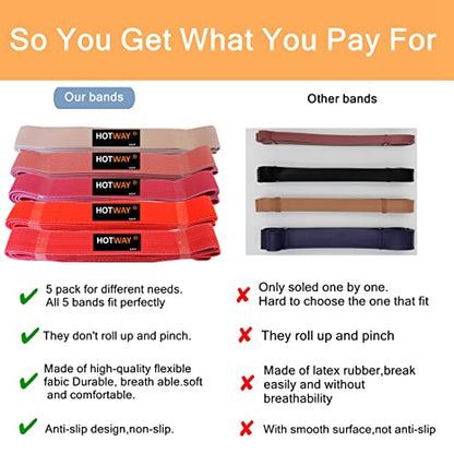 HOTWAY Long Resistance Bands Set, Fabric Pull Up Assistance Exercise Bands for Women, 5 Pack Thick Cloth Heavy Duty Stretch Bands for Full Body Workout & Weight Training - color: Red