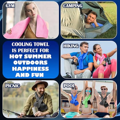 4 Pcs Cooling Towel PVA Cooling Neck Wraps Instant for Neck 34x4 in Long Lasting Reusable Breathable Chilly Towel for Yoga Sport Running Gym Workout Camping Fitness(Blue,Green,Red,Grey)