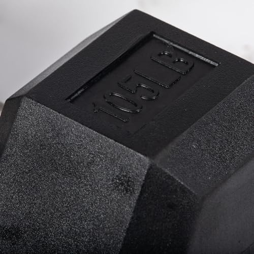 Titan Fitness Free Weights, Rubber Coated Hex Dumbbell, Straight Stainless Steel Handle, Strength Training, Full Body Workout - style: 105 pound Pair
