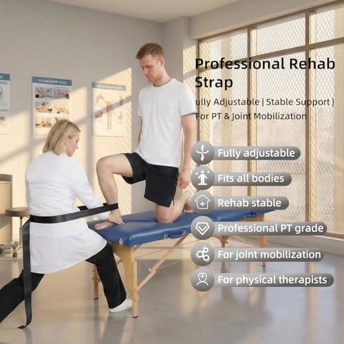 Mobilization Belt 2026 New with Adjustable Thick Cushioning Pad - Premium Mobilization Belt Physical Therapy, Designed for Physical Therapist Rehabilitation Therapy, Stretching (Black) - color: Black