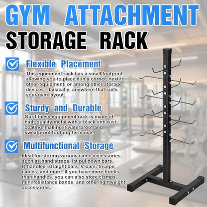 Frienda Steel Lat Bar Organizer, Home Gym Accessories, Lat Pulldown Attachments Cable Attachment Storage Rack Cable Attachments for Gym Rack Storage Heavy Duty Steel Organizer Home Use