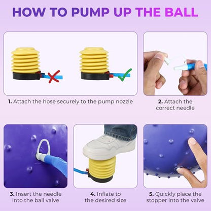 Sensory Peanut Ball 35x18 Inch, Anti Burst Peanut Shaped Therapy Ball with Air Pump, Yoga Exercise Ball for Pregnancy Labor Fitness Balance Core Physical Strength Training Flexible Wiggle Seating