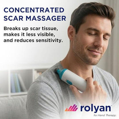 Rolyan Mini Scar Massager, Handheld Portable Vibration Massager with Interchangeable Heads, Quiet, Battery Operated for Targeted Hand & Skin Care, Reduces Appearance and Sensitivity of Scars